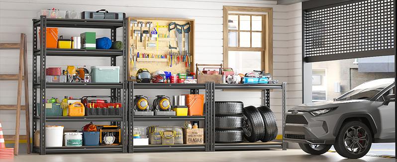 Raybee Furniture 72" H Garage Shelving,Heavy Duty 2000 LBS Storage Shelves,Adjustable 5 Tier Metal Shelf Utility Rack for Garage Basement Pantry Kitchen Organiser