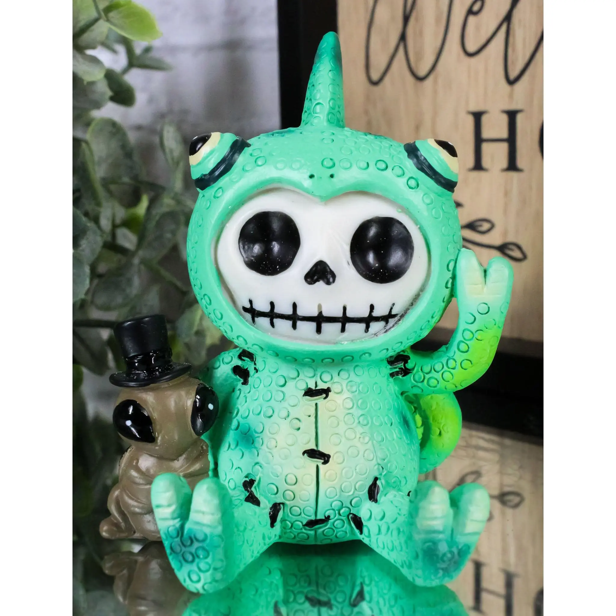 Furrybones Camo The Chameleon With Cricket Figurine 3"H Skeleton Furry Bones