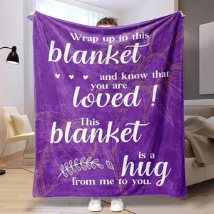Letter & Butterfly Pattern Blanket, Soft Comfortable Throw Blanket, Warm Napping Blanket for Home Office Travel Camping