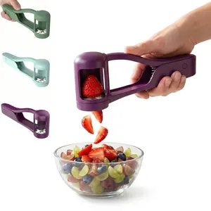2-in-1 Strawberry Slicer & Grape Cutter | Safe Stainless Steel Fruit Cutter for Toddlers & Seniors, No-Choke Kitchen Tool for Baby Food, Salads, Desserts & Charcuterie Boards, BPA-Free & Dishwasher Safe