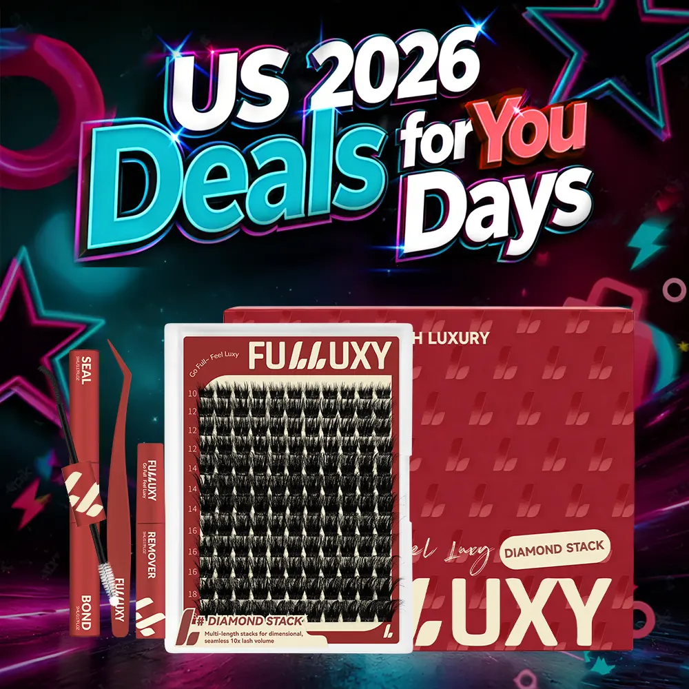 Fulluxy Diamond Stack | Classic Full Volume Lashes | DIAMOND STACK Kit Fluffy, Long-Lasting & Easy DIY | Complete Set with Glue Remover & Tweezer for Beginners | One Layer = Bold, Luxe Volume