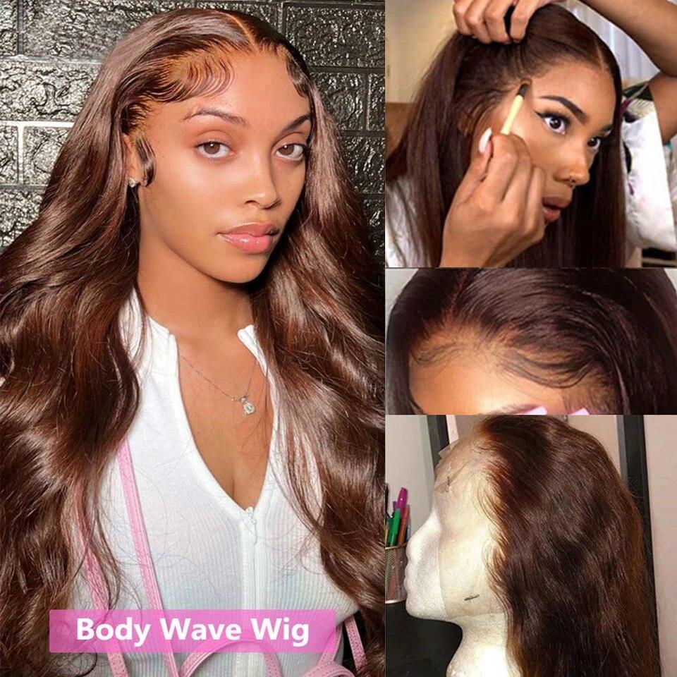 Bling Hair Body Wave Chocolate Brown 13x4 Lace Front WIgs 13x6 HD Transparent Lace Human Hair Wigs Preplucked Color #4 Frontal Wigs On Sale For Women TikTokShopBlackFriday