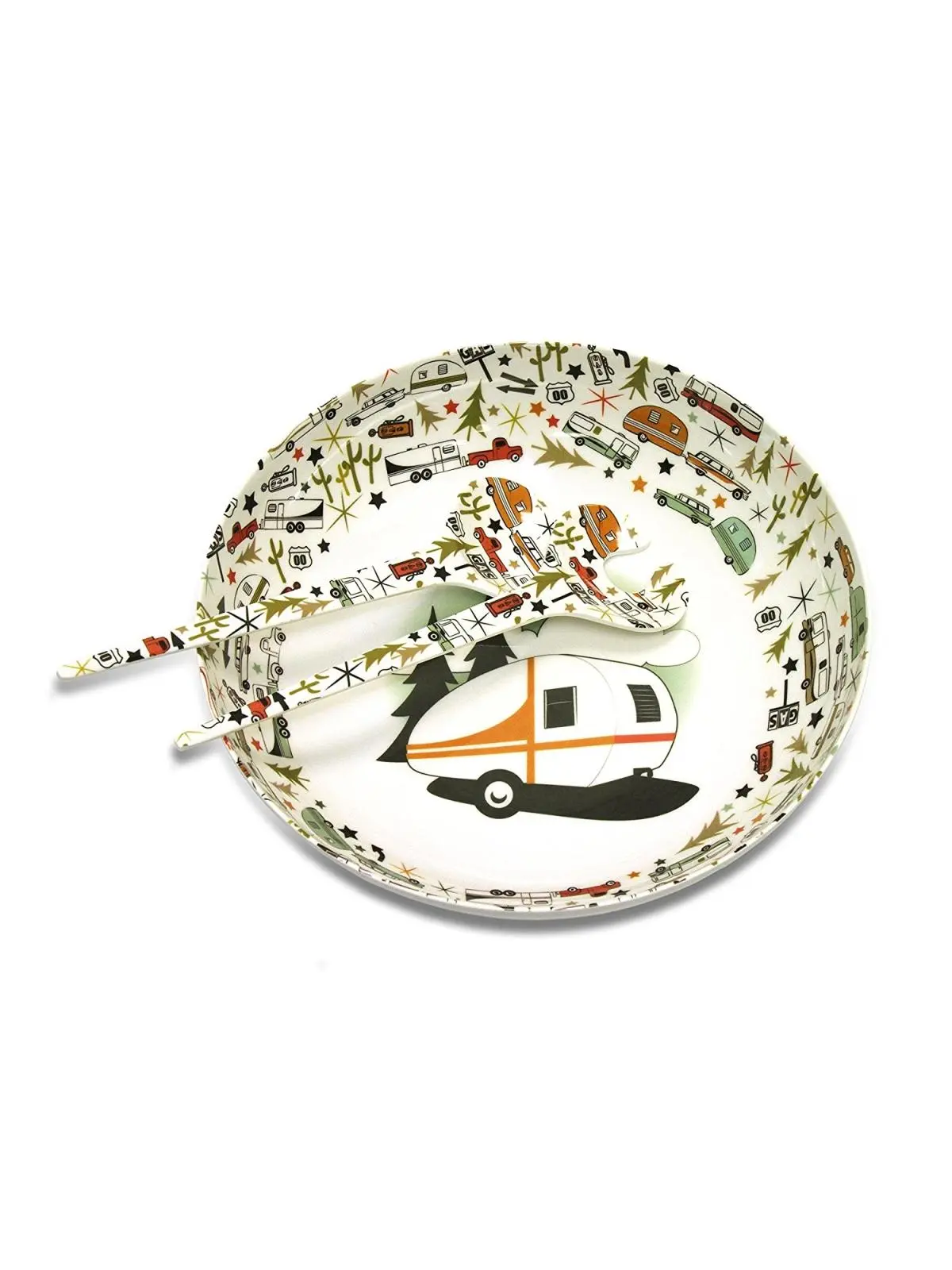 Melamine Bowl & Serving Tableware Set with Utensils for Kitchen Dining Use