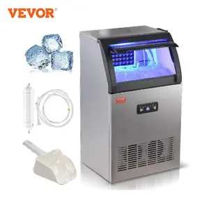 VEVOR Commercial Ice Maker, 120lbs/24H, Ice Maker Machine, 50 Ice Cubes in 12-15 Minutes, Freestanding Cabinet Ice Maker