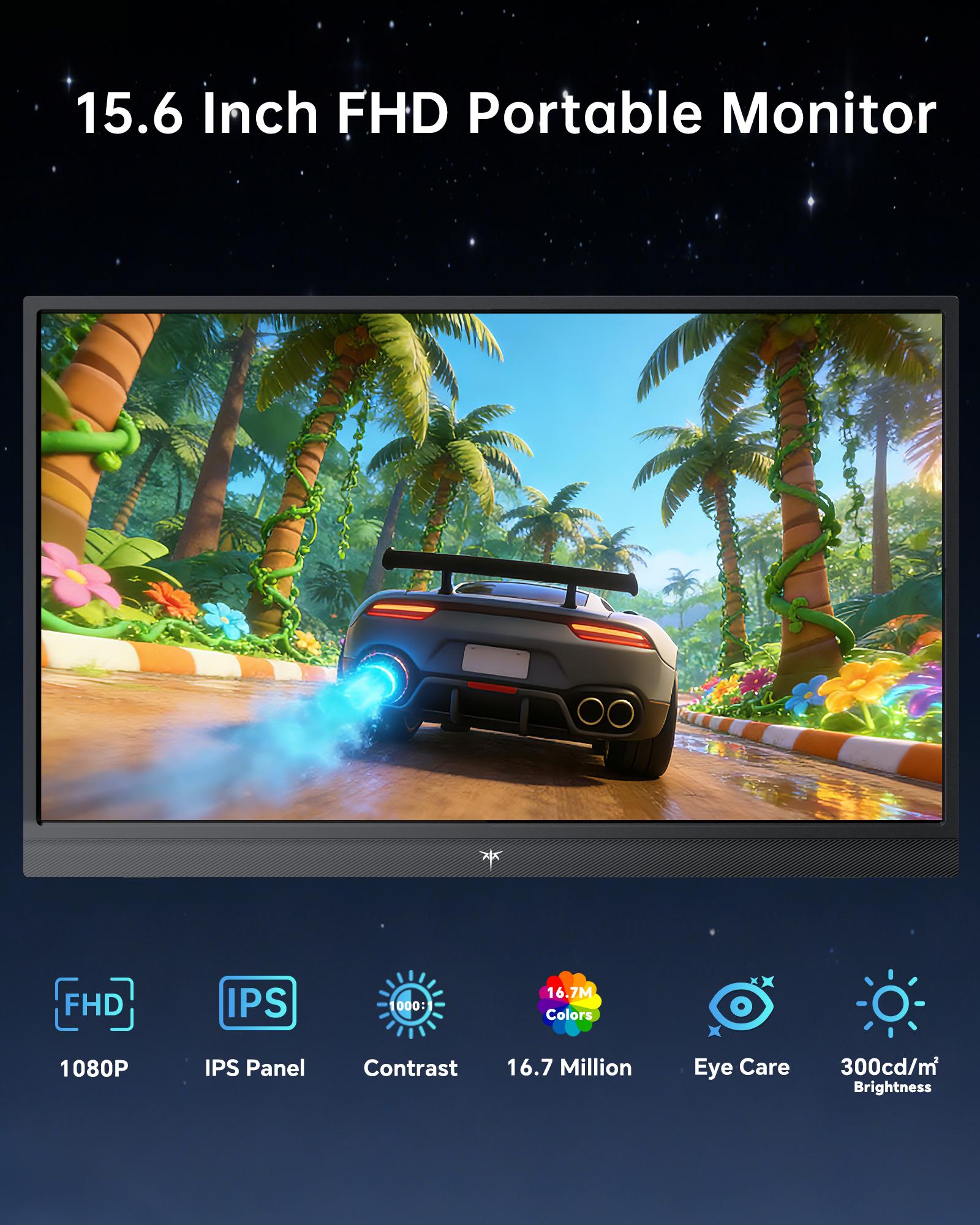 KTC Portable Monitor 15.6" FHD 1080P 60Hz Travel Monitor for Laptop, MacBook, Switch, PS5, Xbox, HDMI USB C, HDR10,VA Slim Second Screen with Built-in Speakers KTC Portable Monitor 15.6" FHD 1080P 60Hz Travel Monitor for Laptop, MacBook, Switch, PS5, Xbox, HDMI USB C, HDR10,VA Slim Second Screen with Built-in Speakers