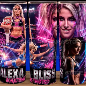 Alexa Bliss Wrestling Bad Girl Diva Cup Mug Tumbler 20oz Stainless Steel Tumbler with Slide Closure Lid, Reusable Plastic Straw, Handmade Design - Drinkware