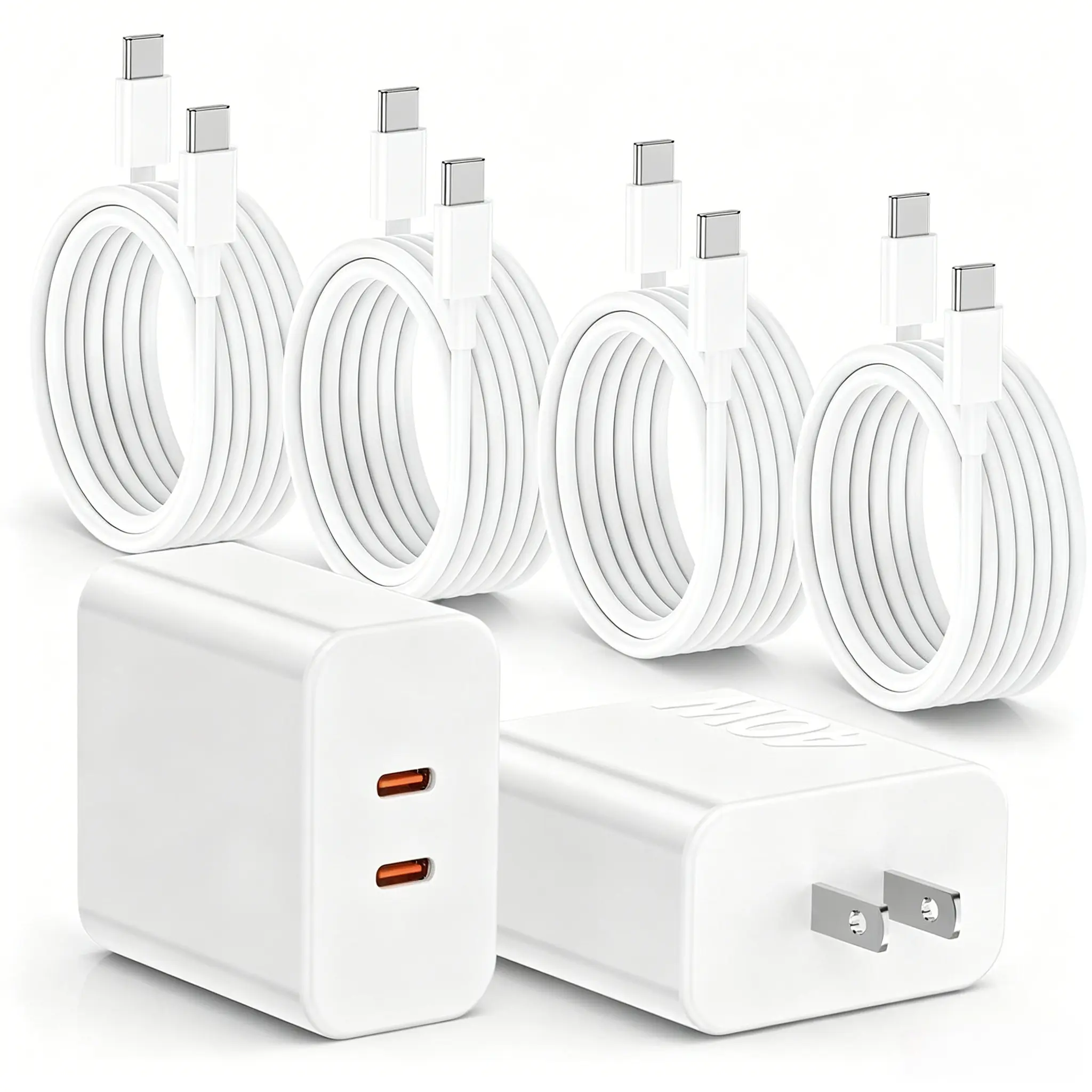 40W Fast Charger for iPhone 16,2Pack Dual Port USB C Charging Block with 4Pack 10FT USB C to USB-C Charger Cord for iPhone 16 15 Plus/16 15 Pro Max/iPad Cellphone Electronic