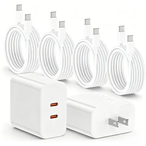 SANPRIO 40W Power Dual-Port USB Charging Adapters (2-Pack) with 4-Pack 10FT 10ft-40w(c-c) USB-C Cables for iPhone 16/15 Plus/Pro Max, iPads, Cellphone, Mobile Electronic Devices