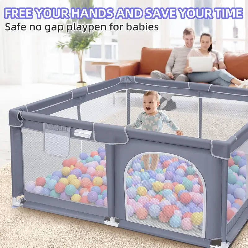Baby Playpen, Large 47.2" Square Kids Activity Center with 360° Full Vision Breathable Mesh, Sturdy Indoor/Outdoor Safety Playard for Toddlers, Playpen For Baby, Baby-Safe Playpens