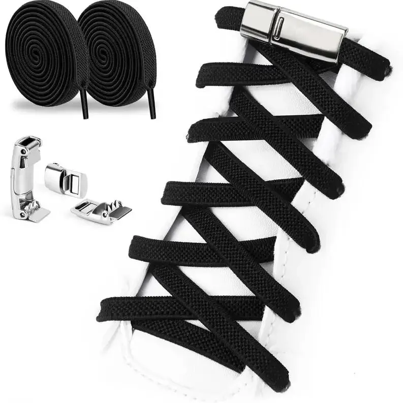 Elastic Shoelaces Tie-Free - Magnetic Lock System, Quick Snap On, Elastic Laces Flex with Feet for Adults & Kids Sneakers, Everyday Wear, Tie-Free Life Design