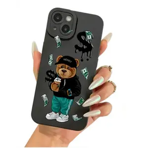 1pc Trendy Bear Pattern Frosted Phone CaseSuitable for a variety of iPhone models, from Iphone 17 series to Iphone 11 series, and Iphone x series