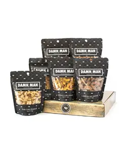 Damn Man Manly Mixed Nuts Box 6 Gourmet Kettle-Cooked Nut Varieties Premium Handcrafted Snack Mix Protein Coconut Dry Salted Honey Assorted Flavors US