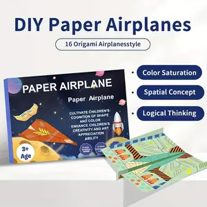 32 Sheets Handmade Creative Origami Set, Kids Fun DIY Colorful Paper Airplane, Folded Lines, Party Outdoor Game Model, Best Gift