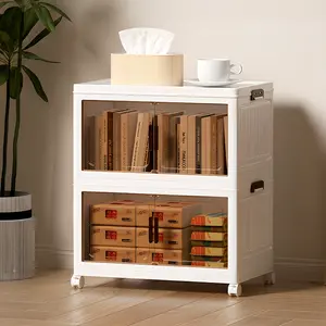 16.93in/43cm 2-5 Layers XXL Foldable Storage Cabinet with Wheels, Multi Functional Storage Organizer for Bedroom Closet Kitchen Pantry Bathroom, Space Saving Home Organization System