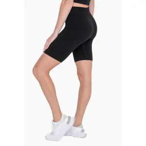 Black Ribbed Biker Shorts