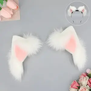 Electric Animal Ear Headbands for Girl Men Cute Plush Cat-ear, Fox Wolf Ear Headwear DIY Cosplay Accessories Anime Merchandise