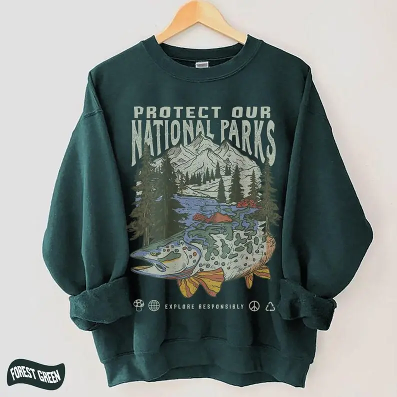 90s National Parks Unisex Sweatshirt, Granola Girl Shirt, Respect the Local Wildlife Pullover, Hiking Camping Wanderlust Apparel