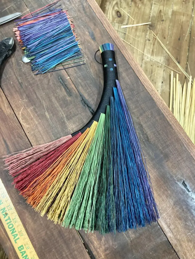 Multi-Colored Hens Wing Whisk - Functional, Decorative, Handcrafted, Dyed Broomcorn, Traditional Appalachian Craft, Hand Whisk, Wall Decor