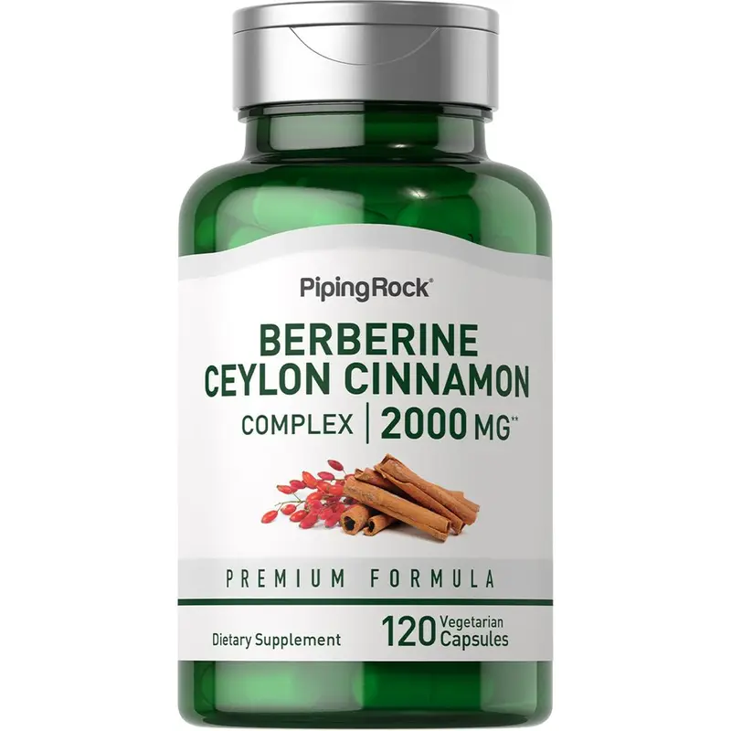 Piping Rock Berberine with Ceylon Cinnamon Supplement | 2000 mg | 120 Capsules | Vegetarian Complex | Non-GMO, Gluten Free