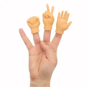 1 1/2" x 2 1/2" Rock Paper Scissors Rubber Finger Puppets - 12 Pc.