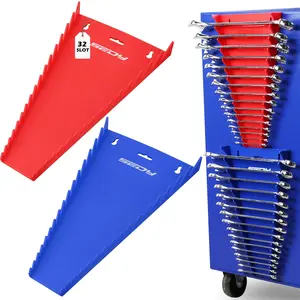 2-Pack Magnetic Wrench Organizer – 32-Slot SAE & Metric Wrench Rack Holders for Toolbox Drawer Storage