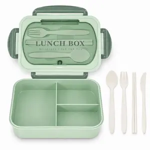 MIUVA  1200ML Bento Lunch Box for Adults, 3-Compartment Meal Prep Container with Utensils, Leak-Resistant Lunch Box for Work, School & Travel