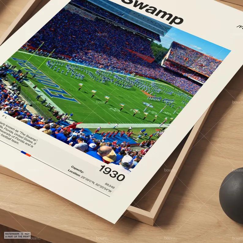 The Swamp Florida Gators Stadium Poster, Sports Poster