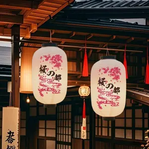 Japanese Style Lantern, 1 Count Sakura Pattern Hanging Lantern, Hanging Decor for Home, Restaurant, Cafe, Window, Holiday Celebration, Ornaments