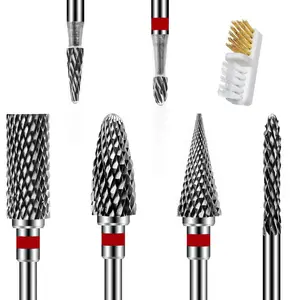 ANRUI 6pcs Nail Drill Bits Set: 3/32 Inch Cuticle Remover Nail Bits Kit for Nail Drill, Drill Bit for Acrylic Gel Efile Nail Drill, Nail Manicure Pedicure Set, Salon Home, Silver