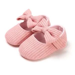 Infant Baby Girls Knitted Soft Sole Non-Slip Sneaker, Cute Bowknot Princess Shoes, First Walkers Shoes, Anti-Slip Soft Sole Shoes
