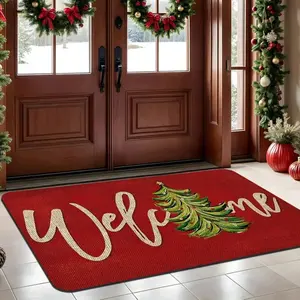 1 Piece of Christmas Red Christmas Tree and Letter Printed Soft Kitchen Floor Mat Floor Mat Door Mat Living Room Laundry Room Bathroom Area Mat, Decoration Christmas Best Choice