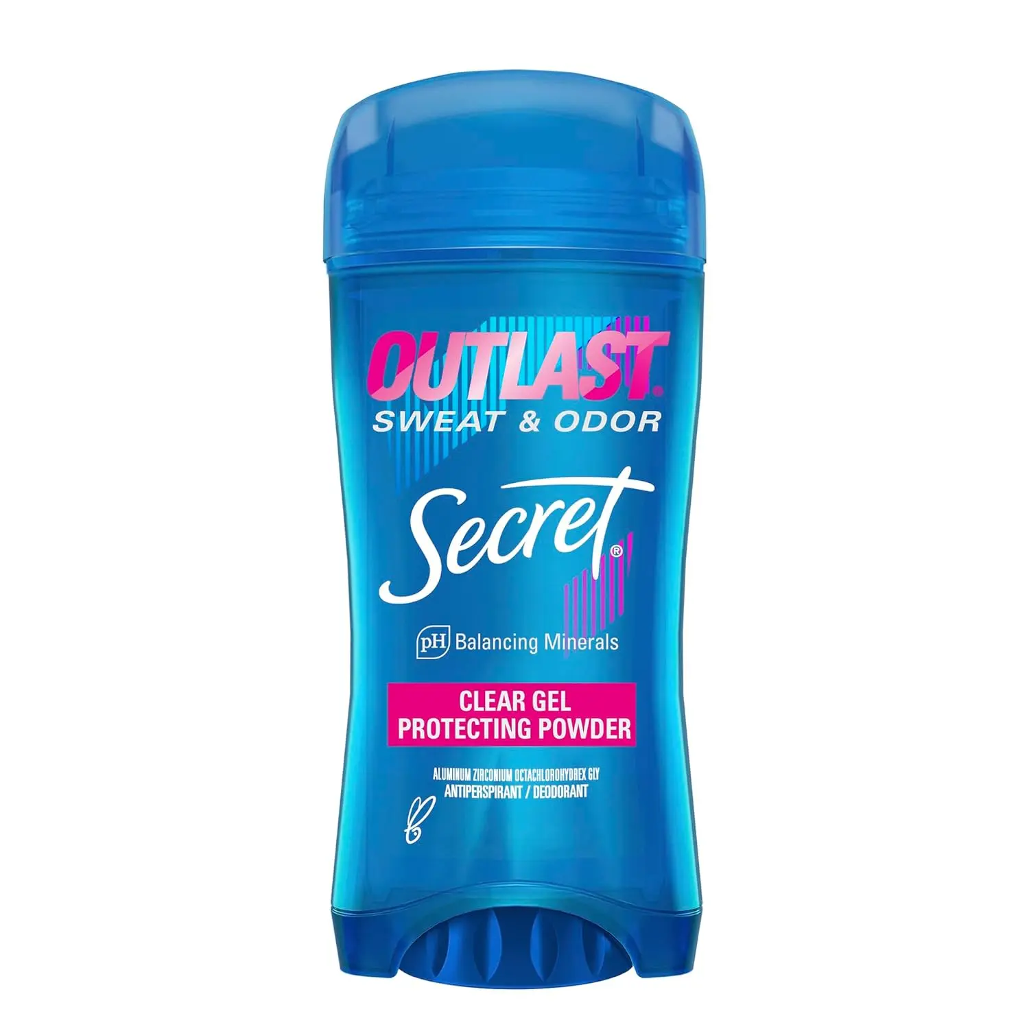 Secret Outlast Antiperspirant Deodorant for Women, 72hr Sweat & Odor Protection, PH Balancing Minerals, Clear Gel, Protecting Powder Scent, 2.6 oz