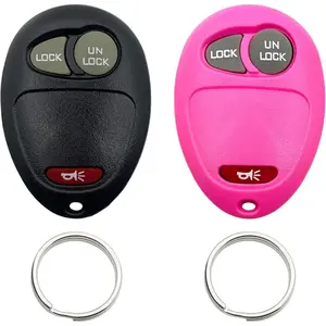 Replacement Key Fob Shell Keyless Entry Remote Car Key Fob Case Fits for Chevy Colorado Venture, GMC Canyon, Pontiac Montana, Isuzu i-280 i-290 i-350 i-370, Hummer H3 H3T Pad Cover (Black + Pink)