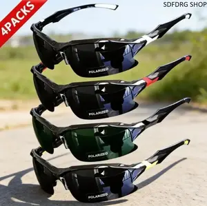Polarized Sports Sunglasses 4-Pack, Rimless Shield Sunglasses for Men and Women, UV400 Anti-Glare Lightweight Wraparound Glasses for Driving, Running, Fishing, Outdoor Travel,summervibes