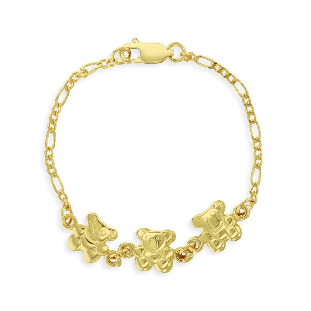 IN SEASON JEWELRY Kids' 5in Gold Charm Bracelet - 14 karat Gold Over Sterling Silver, Teddy Bear Design for Toddlers IN SEASON JEWELRY Kids' 5in Gold Charm Bracelet - 14 karat Gold Over Sterling Silver, Teddy Bear Design for Toddlers