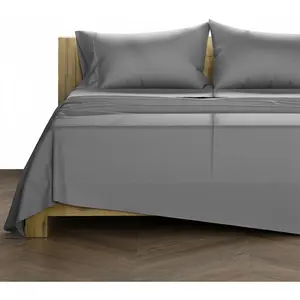 Cotton Split King Sheet Set - 600 Series Texan Talkin' 5 PC Dark Grey Sheets for Bed, Soft Cooling Sheets, Luxury Hotel Sheets, 16" Deep Bedsheet