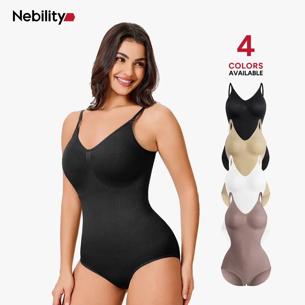Nebility Soft Clothes for Women vneck basic comfortable seamless shapewear one piece simple fashion camisole sleeveless womenswear Tummy Control Bodys