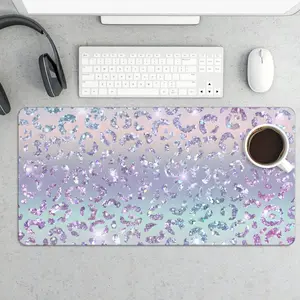 Wild and Stylish Sparkle Leopard Large Extended Gaming Mouse Pad & Keyboard Laptop Mat 31.5X15.75 In Non-Slip Base Office Desk Decor Stylish & Functional