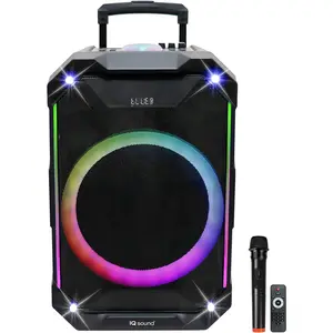 IQ Sound IQ-5415DJBT 15-inch Portable Bluetooth Speaker, Built-in Bluetooth, TWS, FM Radio, Micro SD/USB/AUX/Mic Inputs