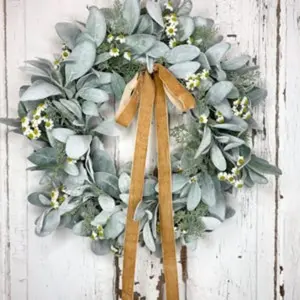 Seasonal Faux Greenery Wreath, Silver Color Leaf Chrysanthemum Ring, Home Wedding Door Wall Decor, Perfect for Daily Use & Occasions