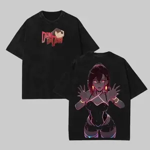 Dandadan Anime Graphic Tee Vintage Washed Oversized T Shirt Streetwear Cyberpunk Neon Aesthetic Japanese Manga Top Y2K Fashion Viral Tiktok Clothing Anime Lover Gift Trendy Summer Casual Black Graphic Shirt Otaku Goth Okarun Momo Ayase Waifu