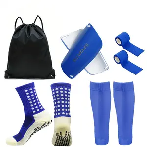 Complete 5 In 1 Soccer Shin Guard Kit Non Slip Socks Calf Supports Shin Pads Tape Carry Bag for Youth & Adult Football Practice