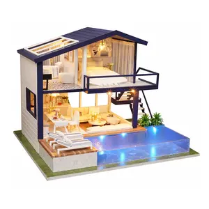 DIY Handmade Dollhouse Villa Cottage with Pool  Apartment New Villa Suitable as a Gift for Craft Enthusiasts and Teenagers