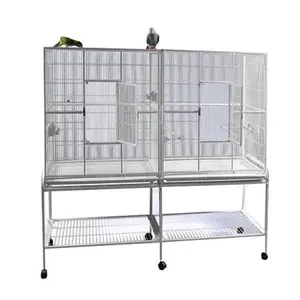 A&e Cages  Double Flight Cage with Divider - White