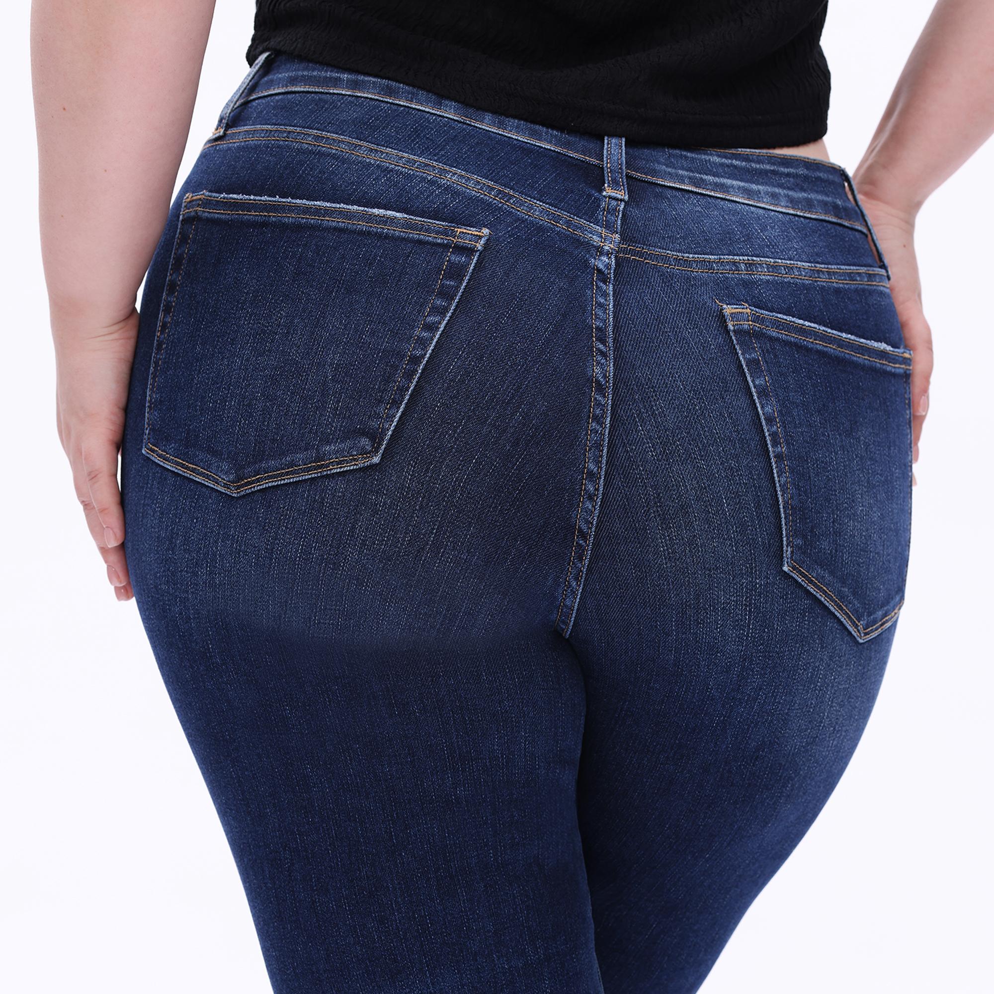 ONESO Plus Size Tummy Control Medium Stretch Jeans Slimming Straight Leg Denim for Pear Shaped Women, Comfortable Curvy Fit, Up to size 24W BBL Effect