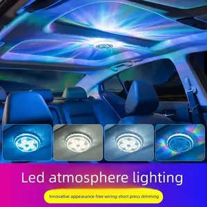 LED Atmosphere Lights for Cars 16 Color Interior Lighting Kit with Magnetic Base Easy Install for All Cars Family Night Light Car Ceiling Decorative Reading Lights Voice Activated