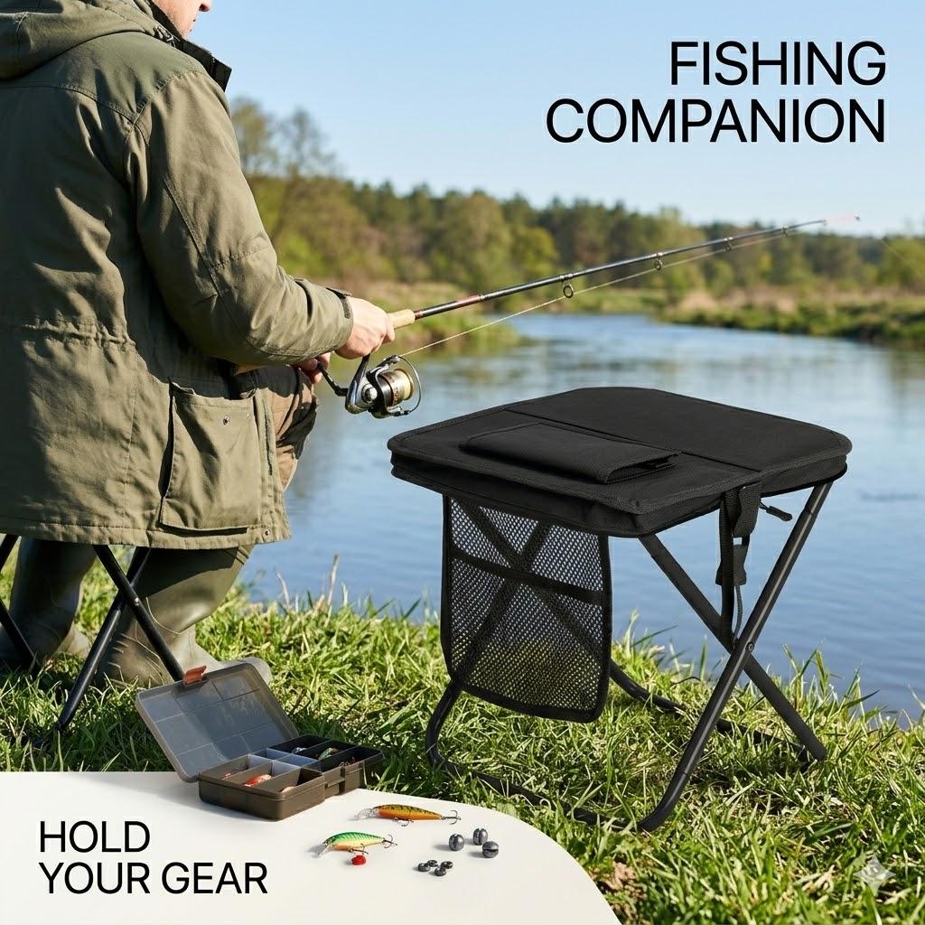 Pocket-Size Folding Stool Ultralight Camping Chair, Mini Portable Collapsible Seat for Fishing and Outdoor Activities, Compact Backpacking Stool Fits in Pocket, Lightweight Travel Bench for Adults