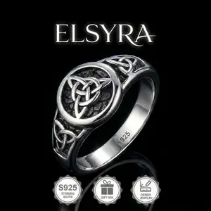 S925 Sterling Silver Vintage Celtic Trinity Knot Ring, Antique Triquetra Eternity Band for Women & Men. Symbol of Eternal Love & Protection. Meaningful Jewelry Gift Box for Mother's Day, Anniversary & Daily Wear. Gothic Viking Statement Ring
