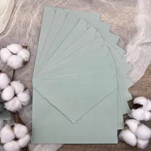Sage Mist Handmade Cotton Envelopes (Set of 10)
