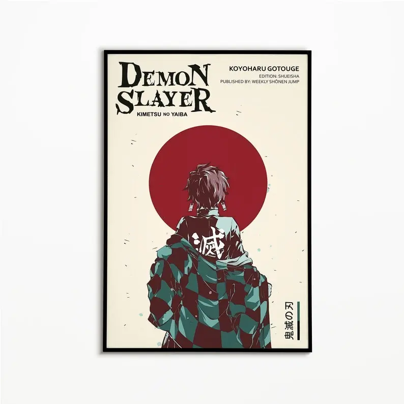 Tanjiro Kamado Poster - Demon Slayer Anime Print - Kimetsu no Yaiba Manga Artwork - Retro Aesthetic Wall Decor - Anime Fan Gift Room Decoration